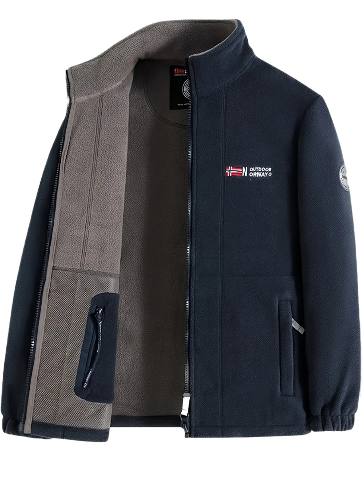 Men's Zip-Up Fleece Jacket with Stand Collar