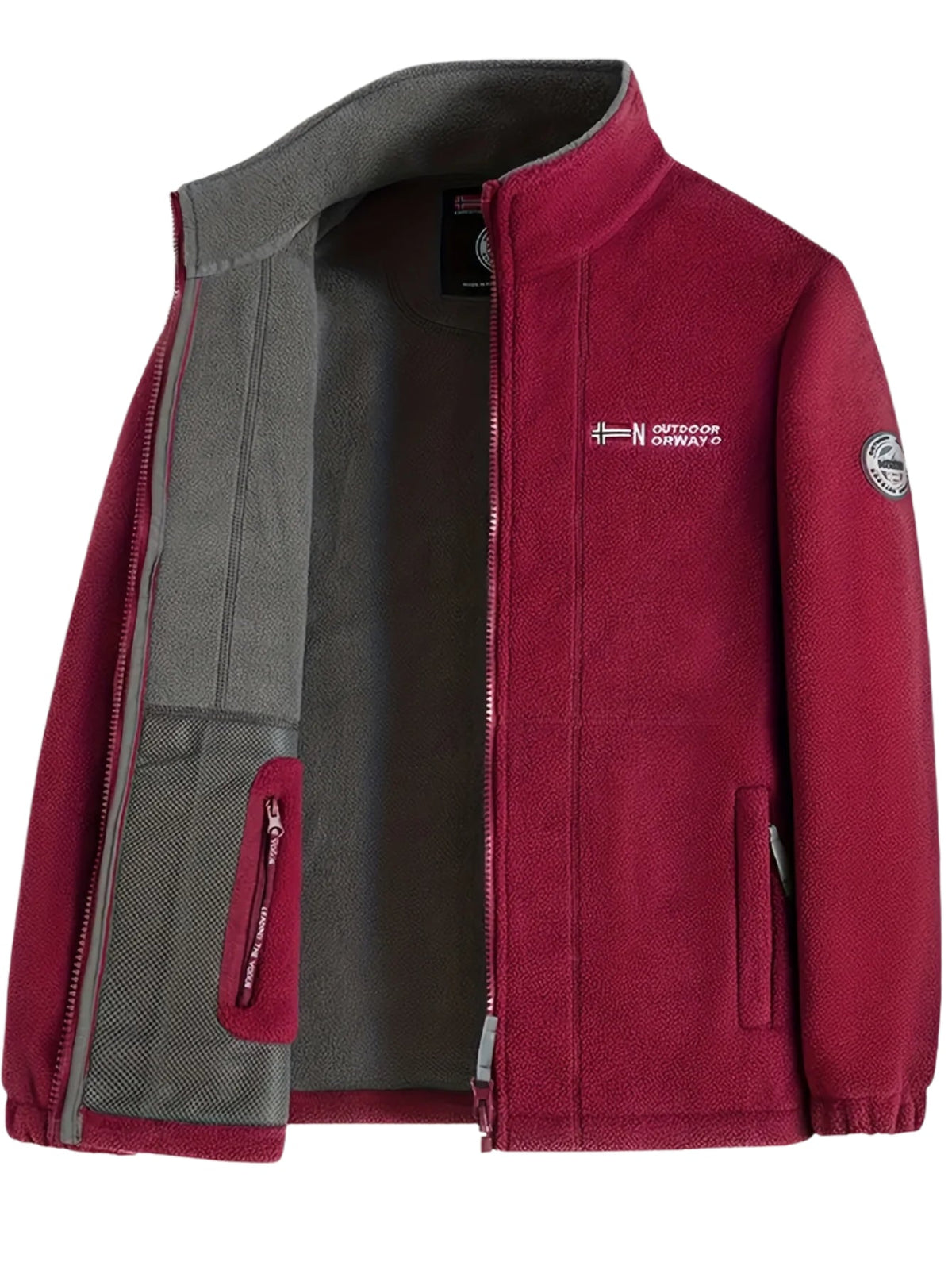 Men's Zip-Up Fleece Jacket with Stand Collar