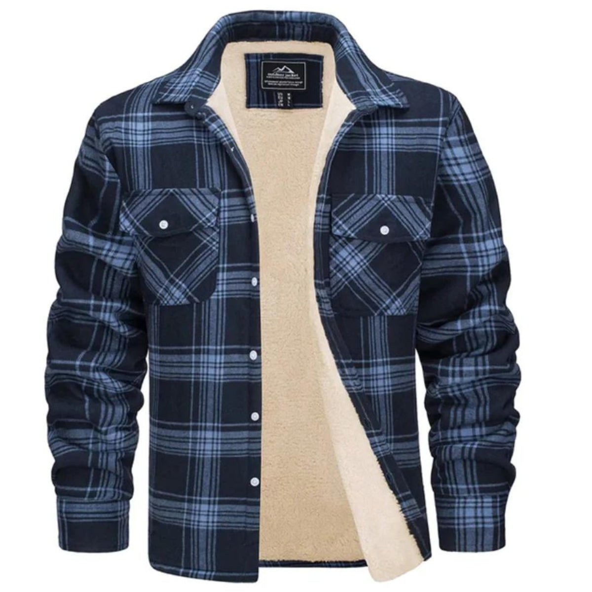 Men's Checked Jacket with Soft Plush Lining and Sturdy Button Closure