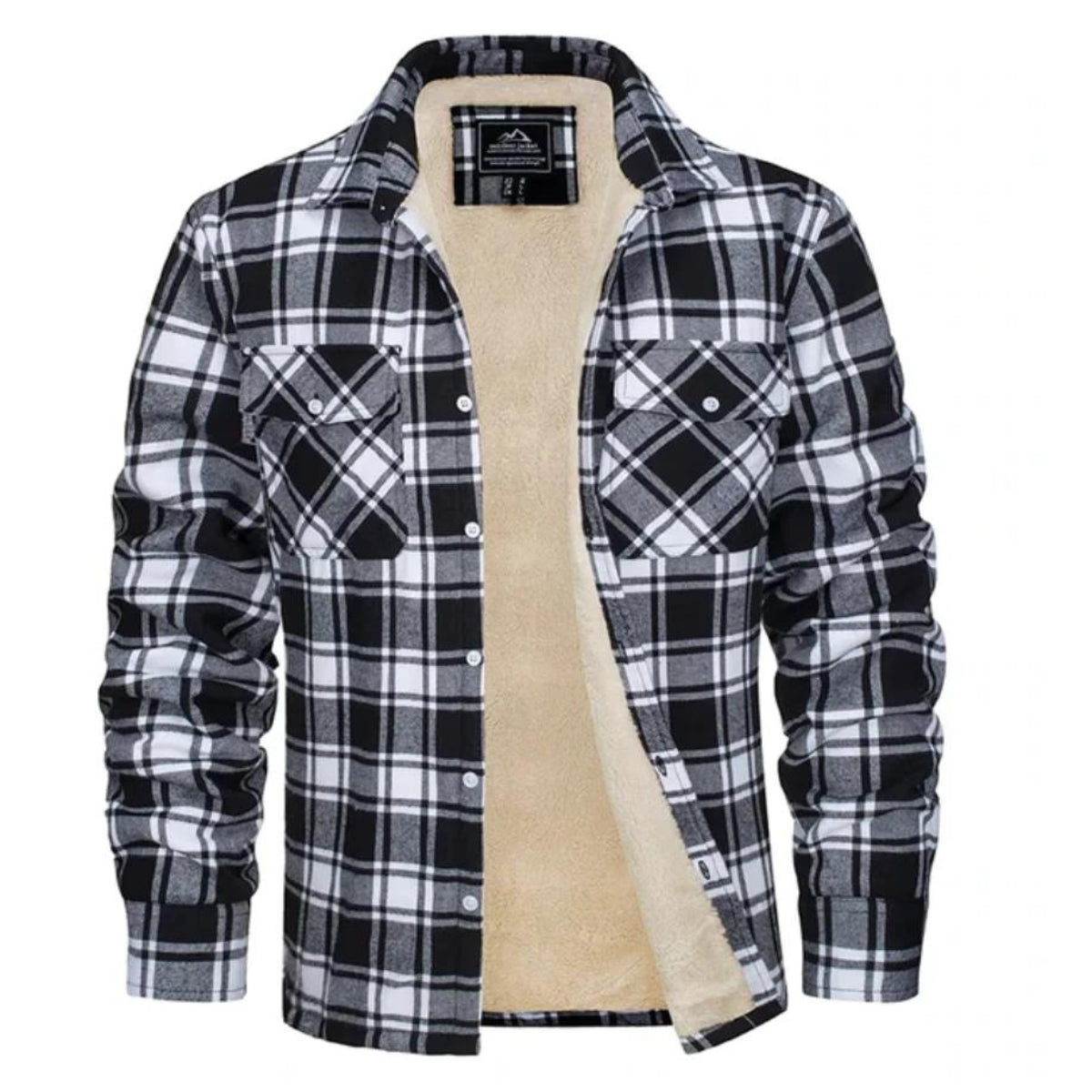 Men's Checked Jacket with Soft Plush Lining and Sturdy Button Closure