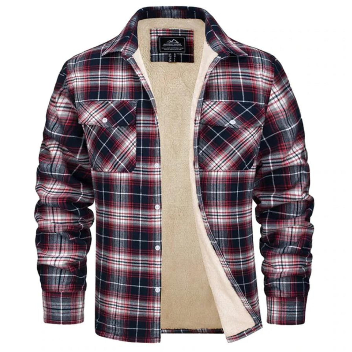 Men's Checked Jacket with Soft Plush Lining and Sturdy Button Closure