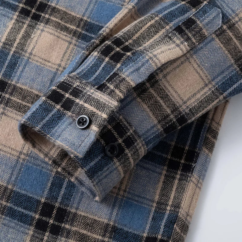 Men's Checked Overshirt Button Closure Casual Summer