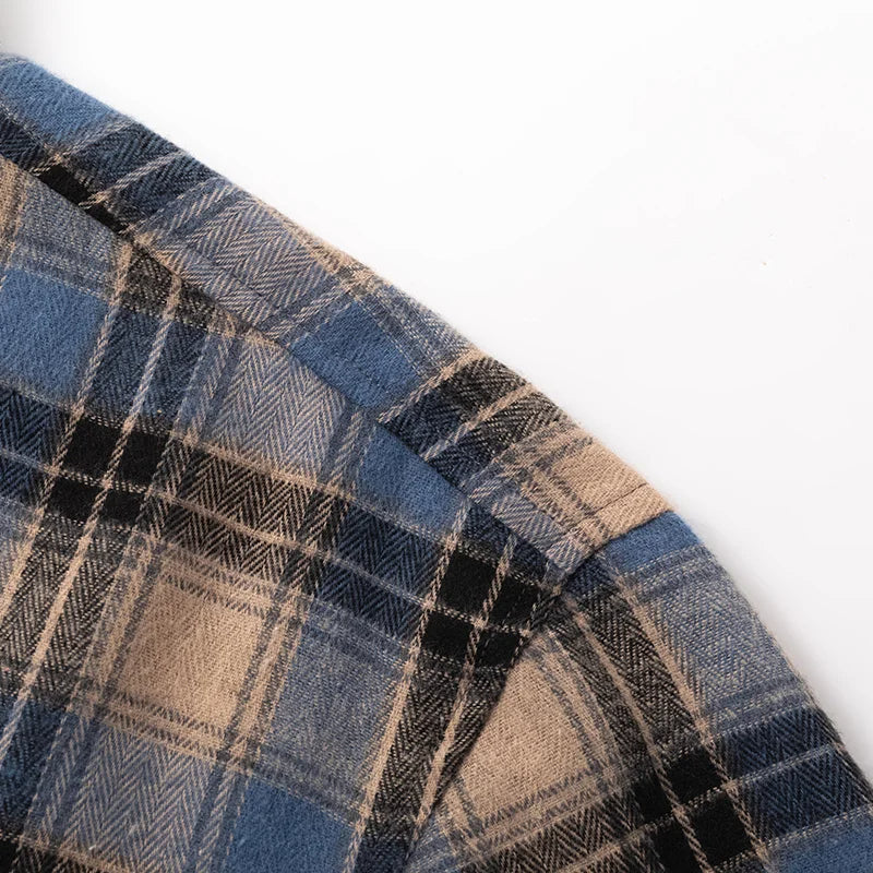 Men's Checked Overshirt Button Closure Casual Summer