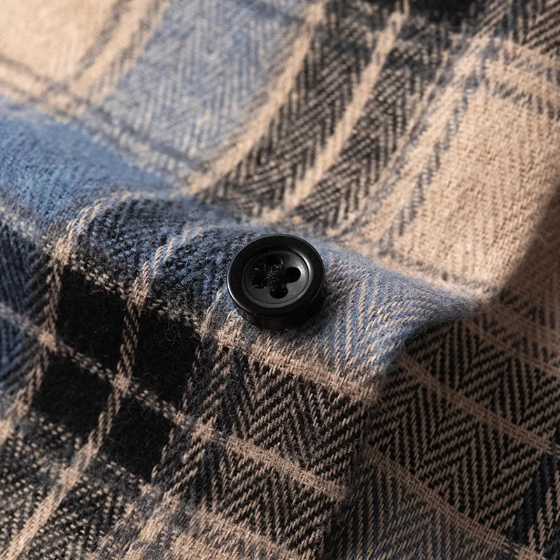Men's Checked Overshirt Button Closure Casual Summer