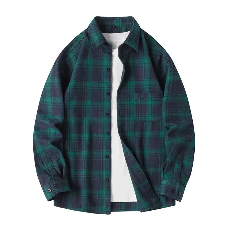 Men's Checked Overshirt Button Closure Casual Summer