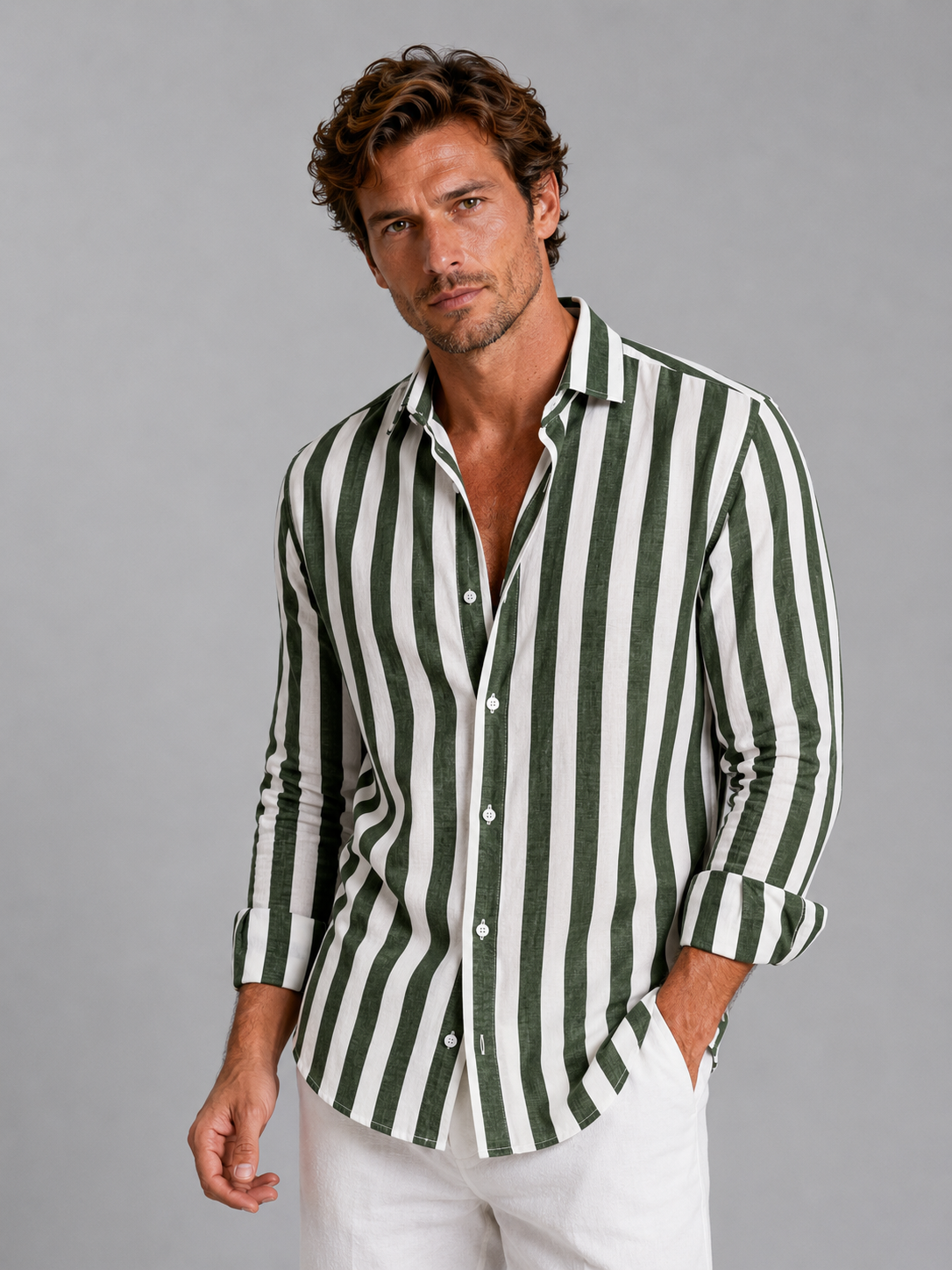 Men's Striped Linen Shirt - Relaxed Summer Fit