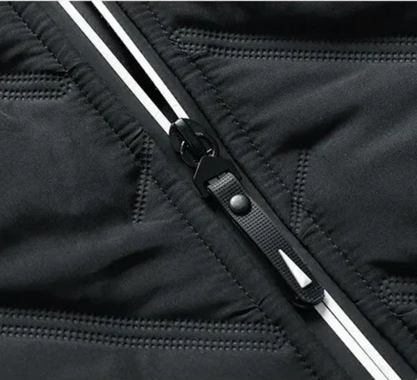 Men's Quilted Bomber Jacket with Stand-up Collar and Zip Pockets