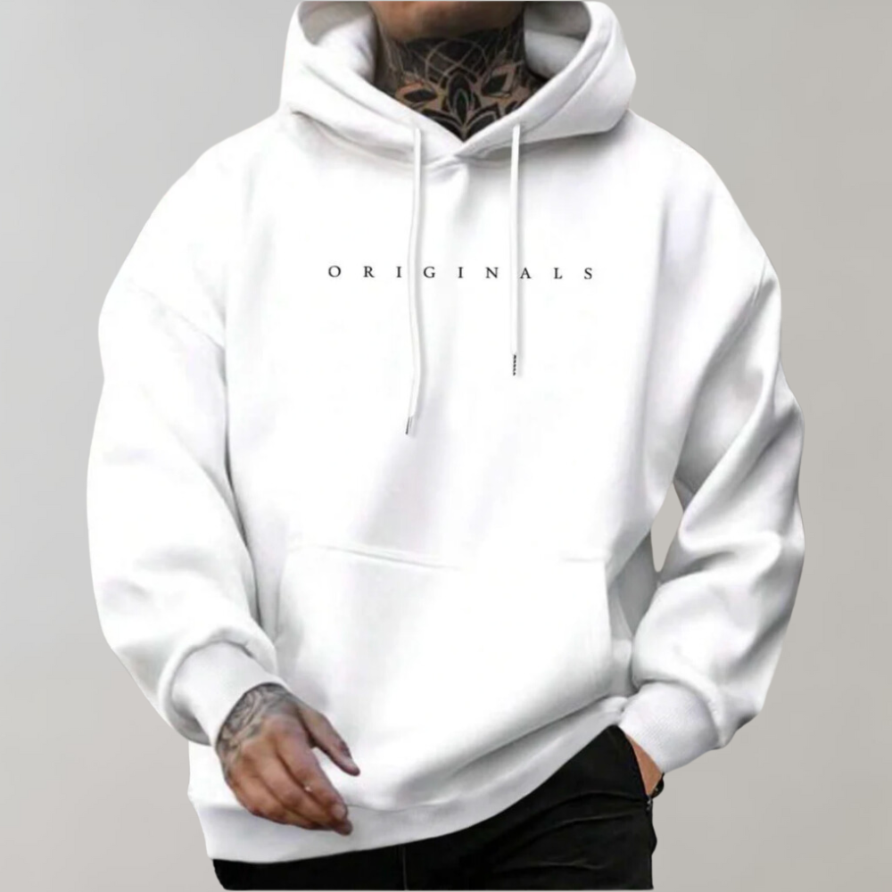Men's Oversized Hoodie with Hood and Simple Text Design