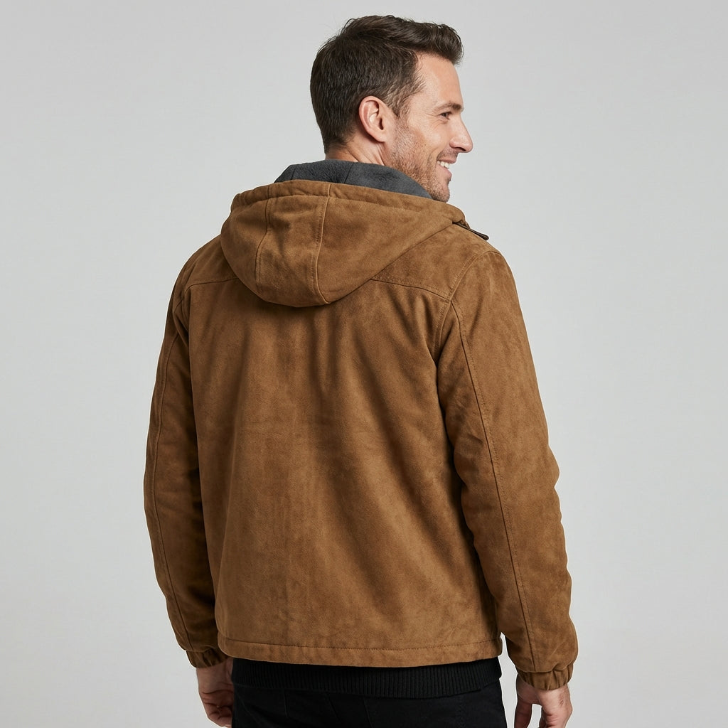 Men's Suede Jacket with Hood for a Stylish Look