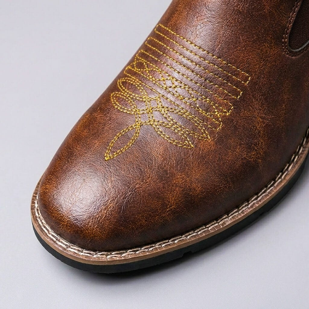Men's Classic Leather Chelsea Boots with Elastic Inserts