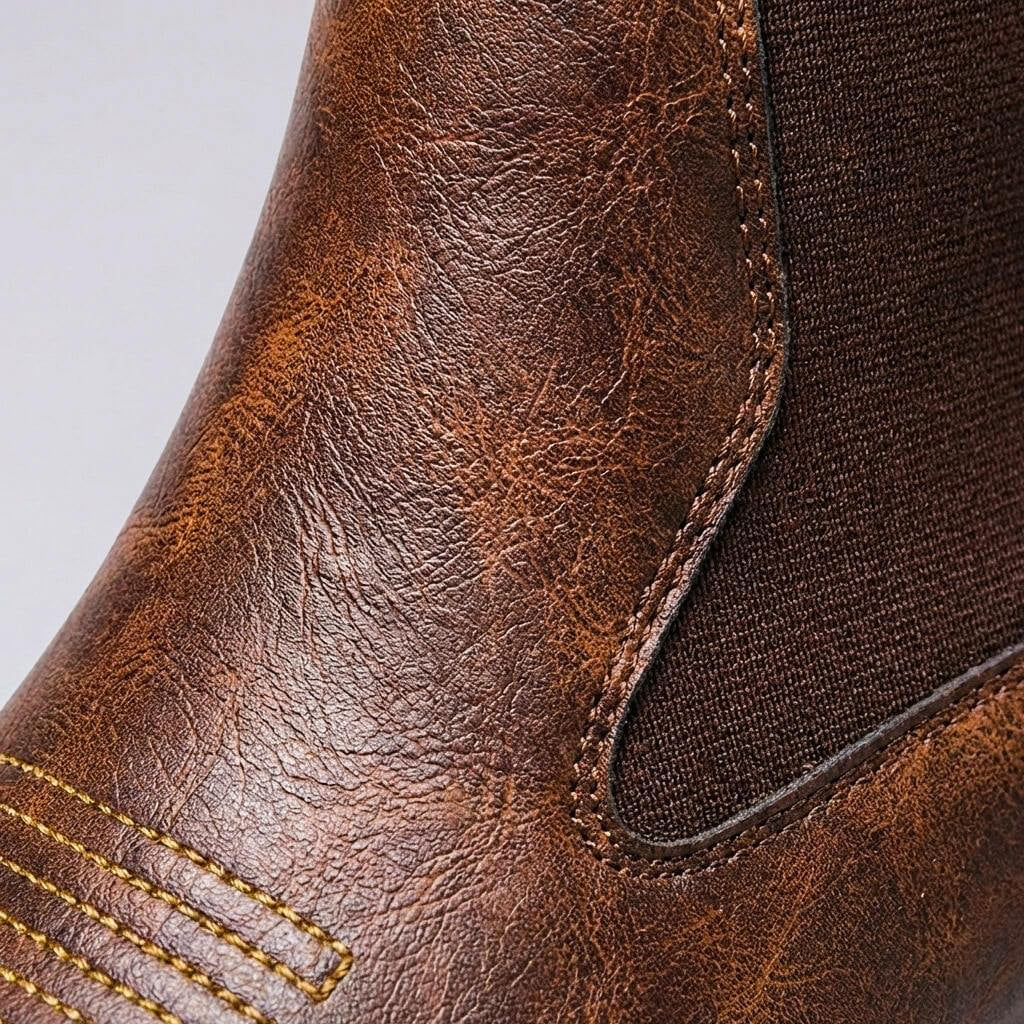 Men's Classic Leather Chelsea Boots with Elastic Inserts