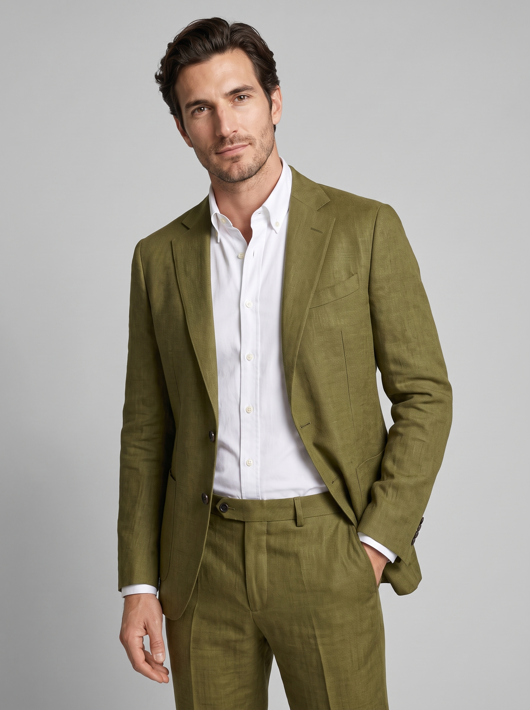 Men's Linen Suit Slim-Fit Wedding