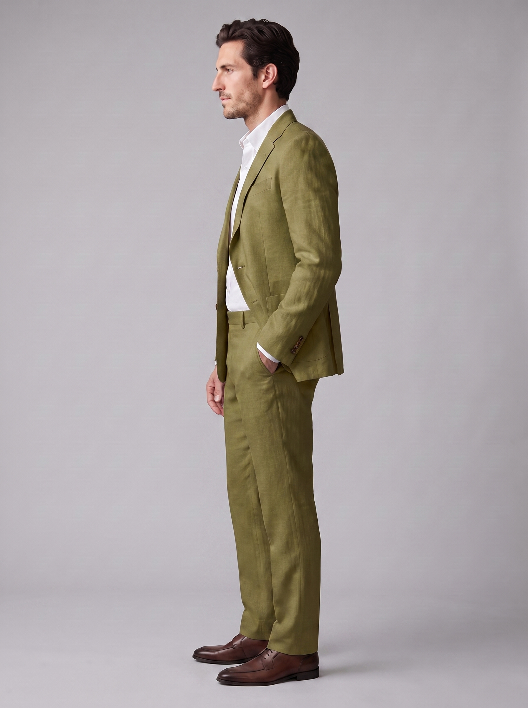 Men's Linen Suit Slim-Fit Wedding