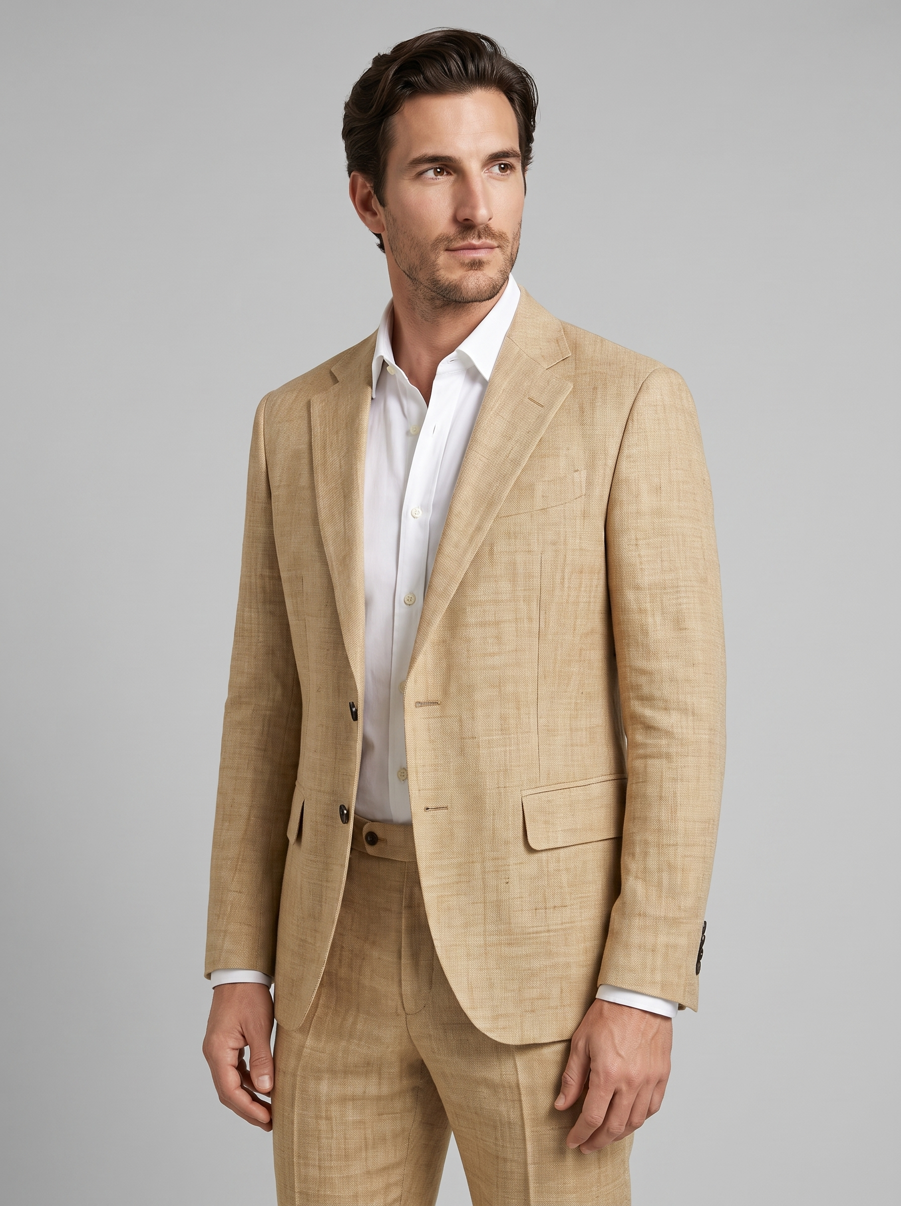 Men's Linen Suit Slim-Fit Wedding