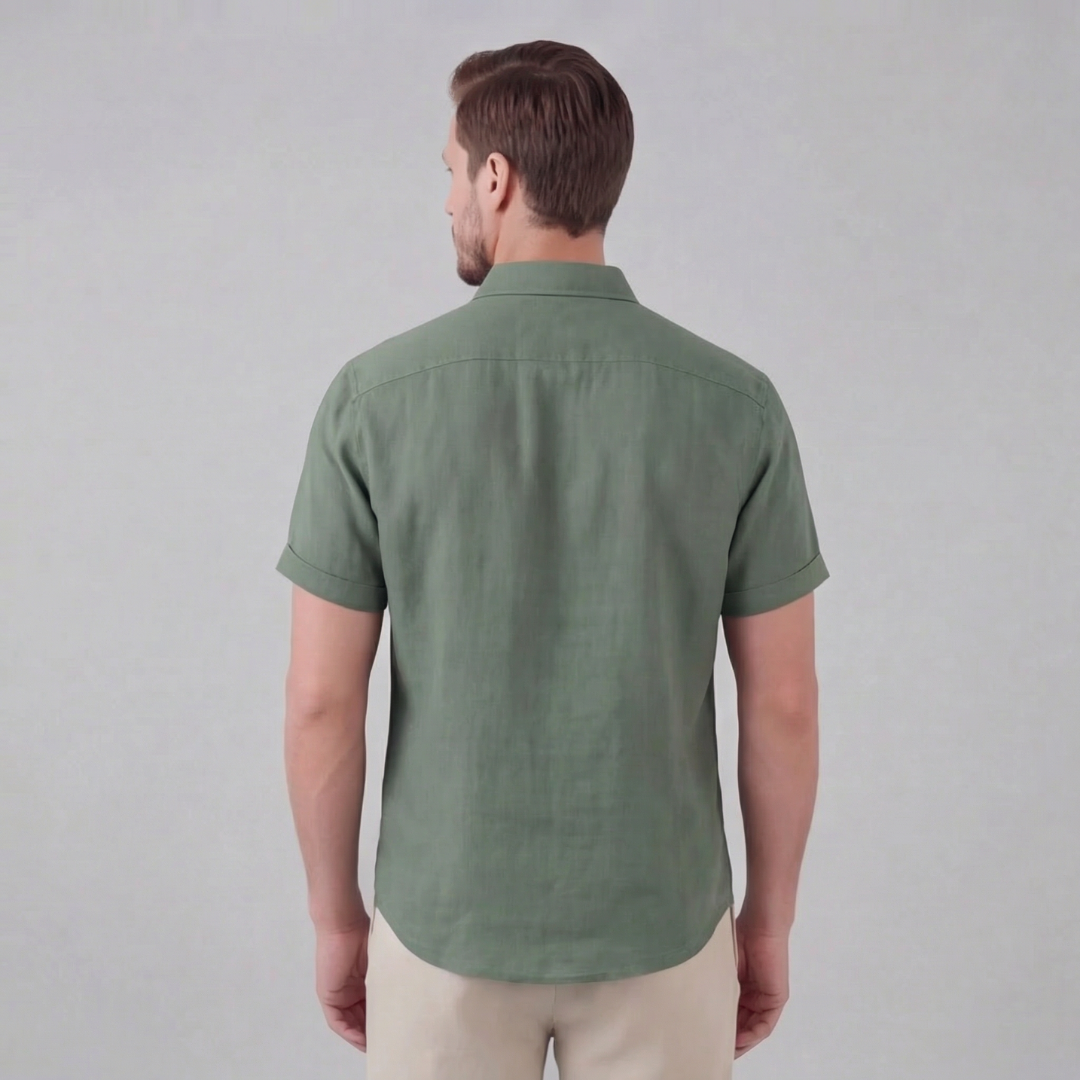 Heren Linnen Shirt Korte Mouw