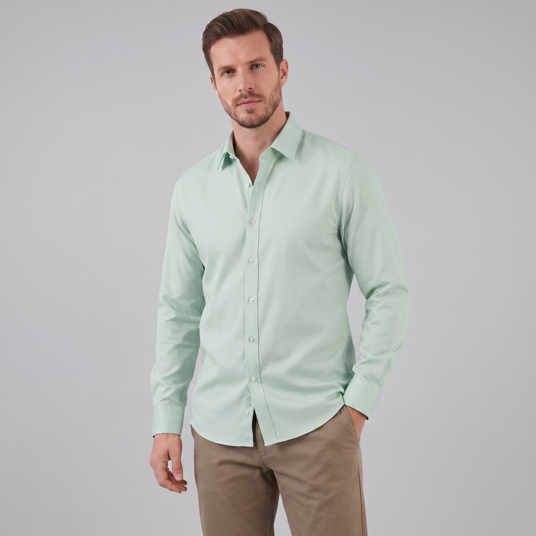 Heren Overhemd Slim Fit Lange Mouwen
