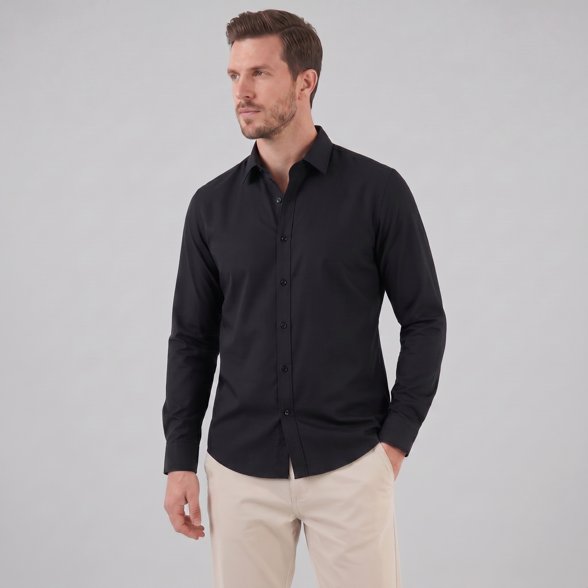 Heren Overhemd Slim Fit Lange Mouwen