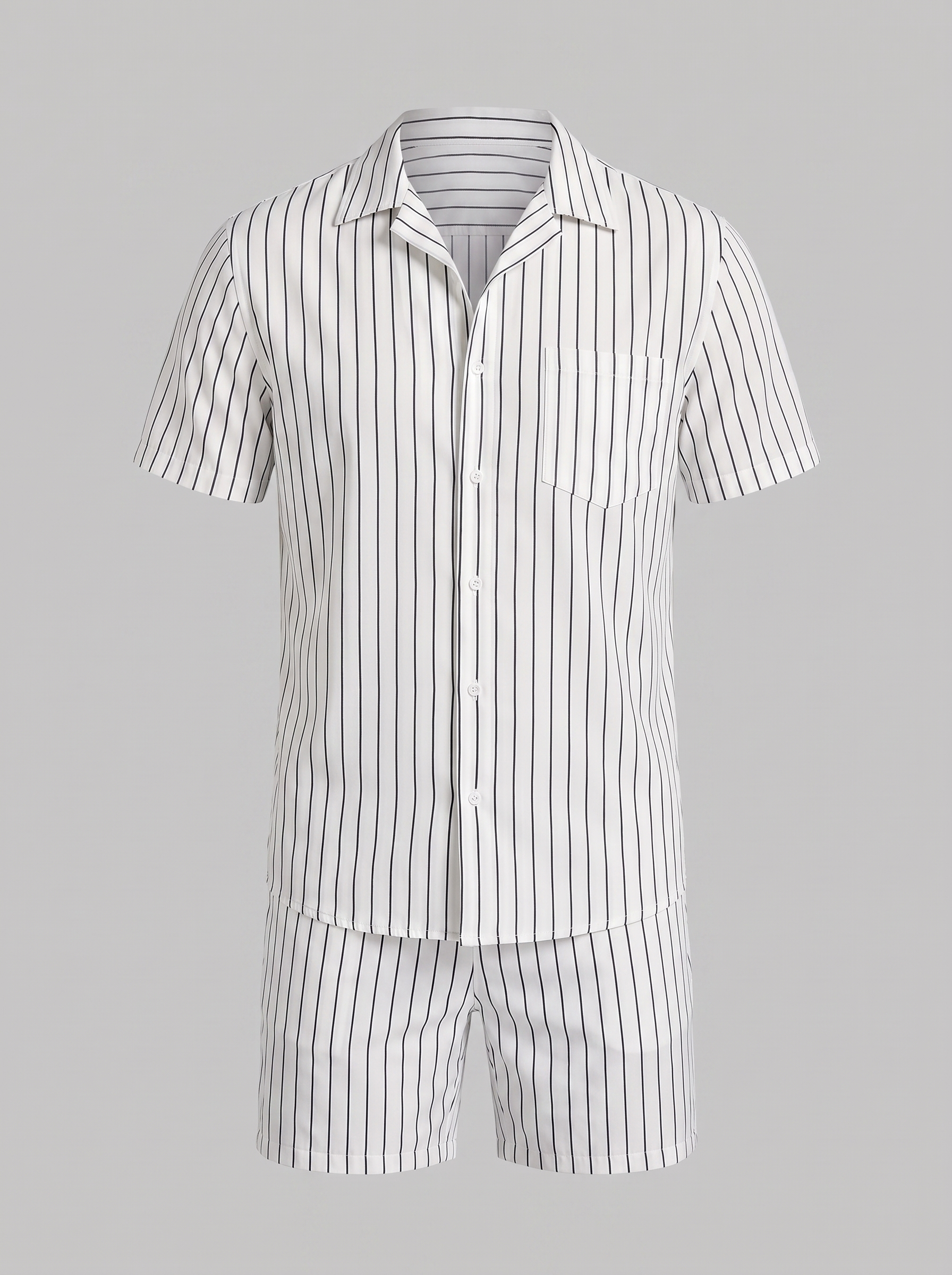 Heren Pinstripe Korte Mouw Co-ord Set Zomer