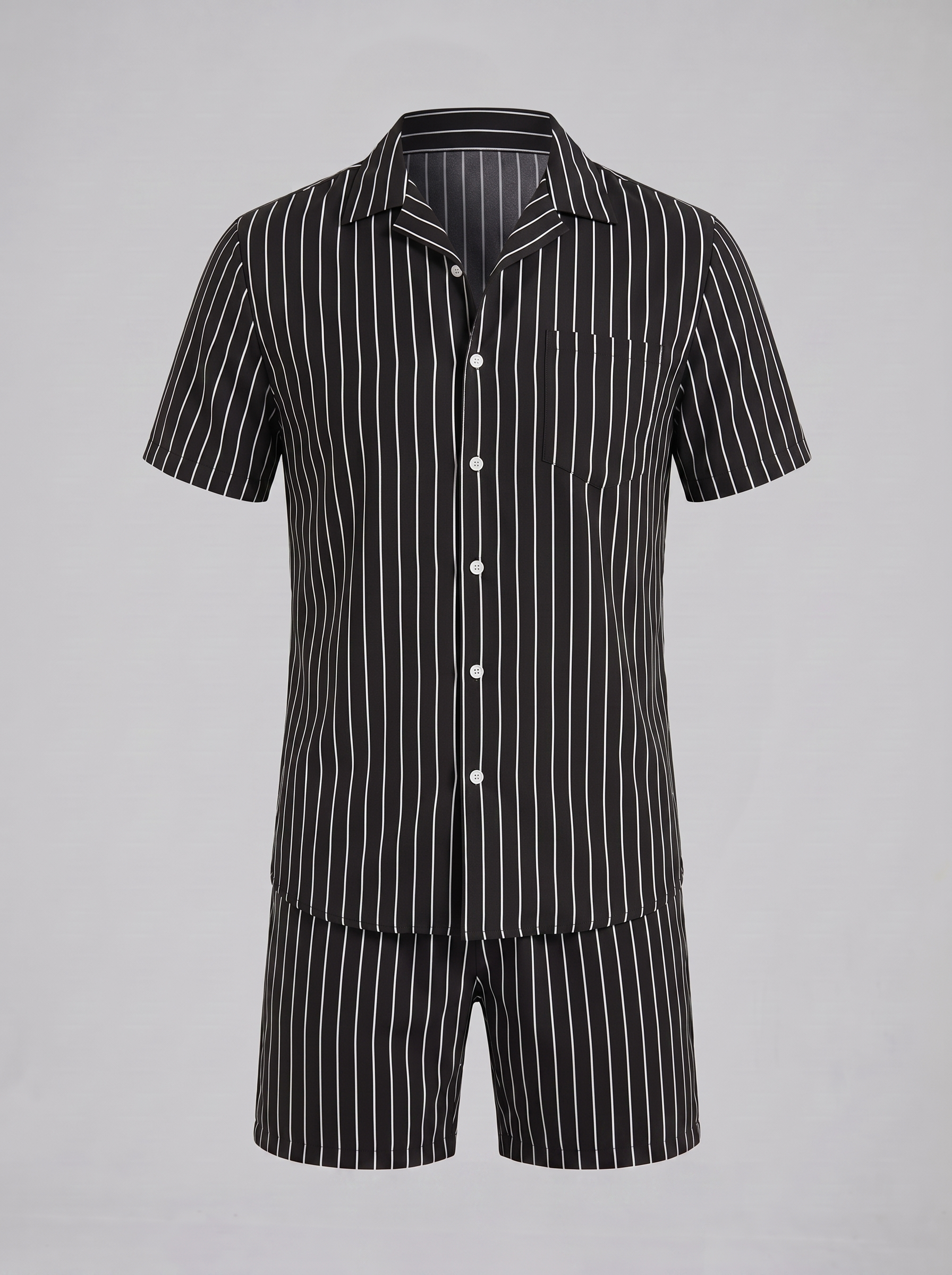 Heren Pinstripe Korte Mouw Co-ord Set Zomer
