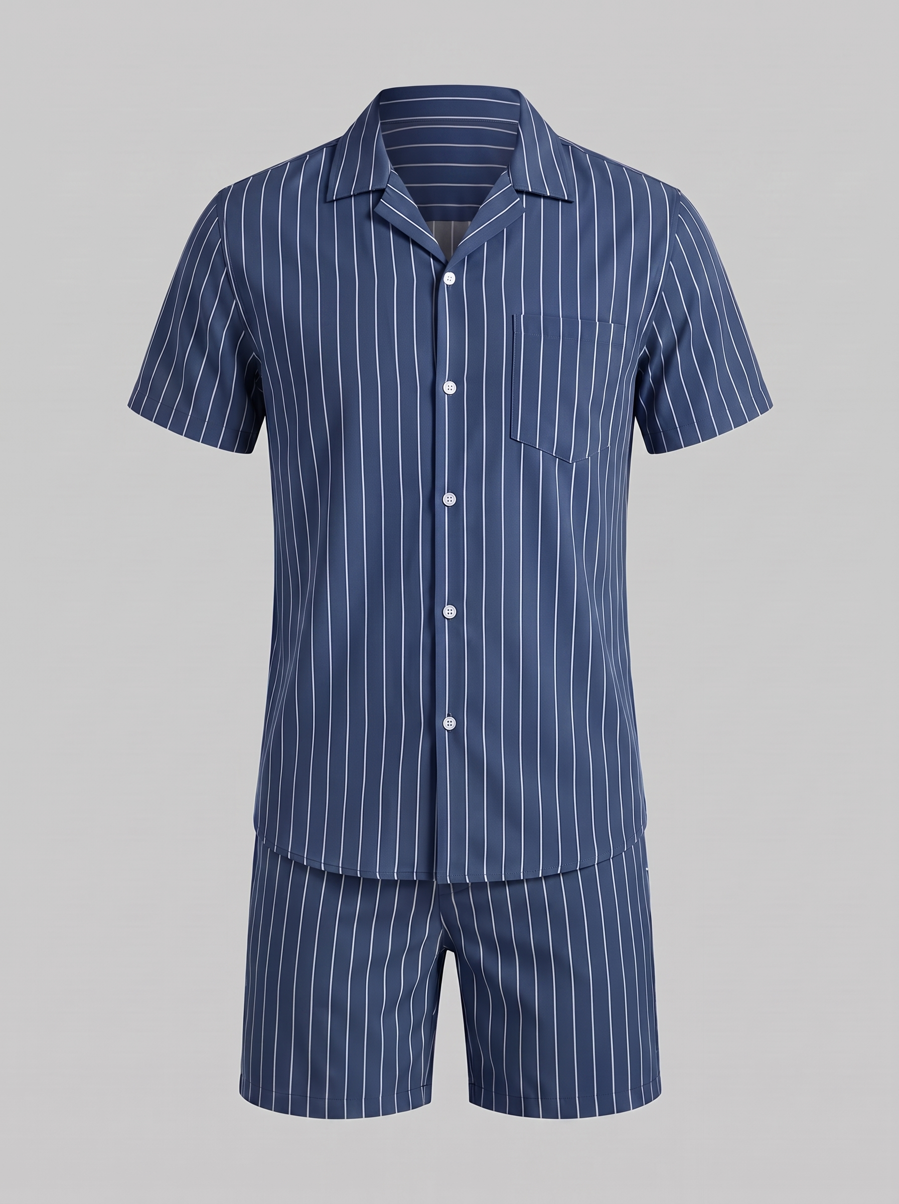 Heren Pinstripe Korte Mouw Co-ord Set Zomer
