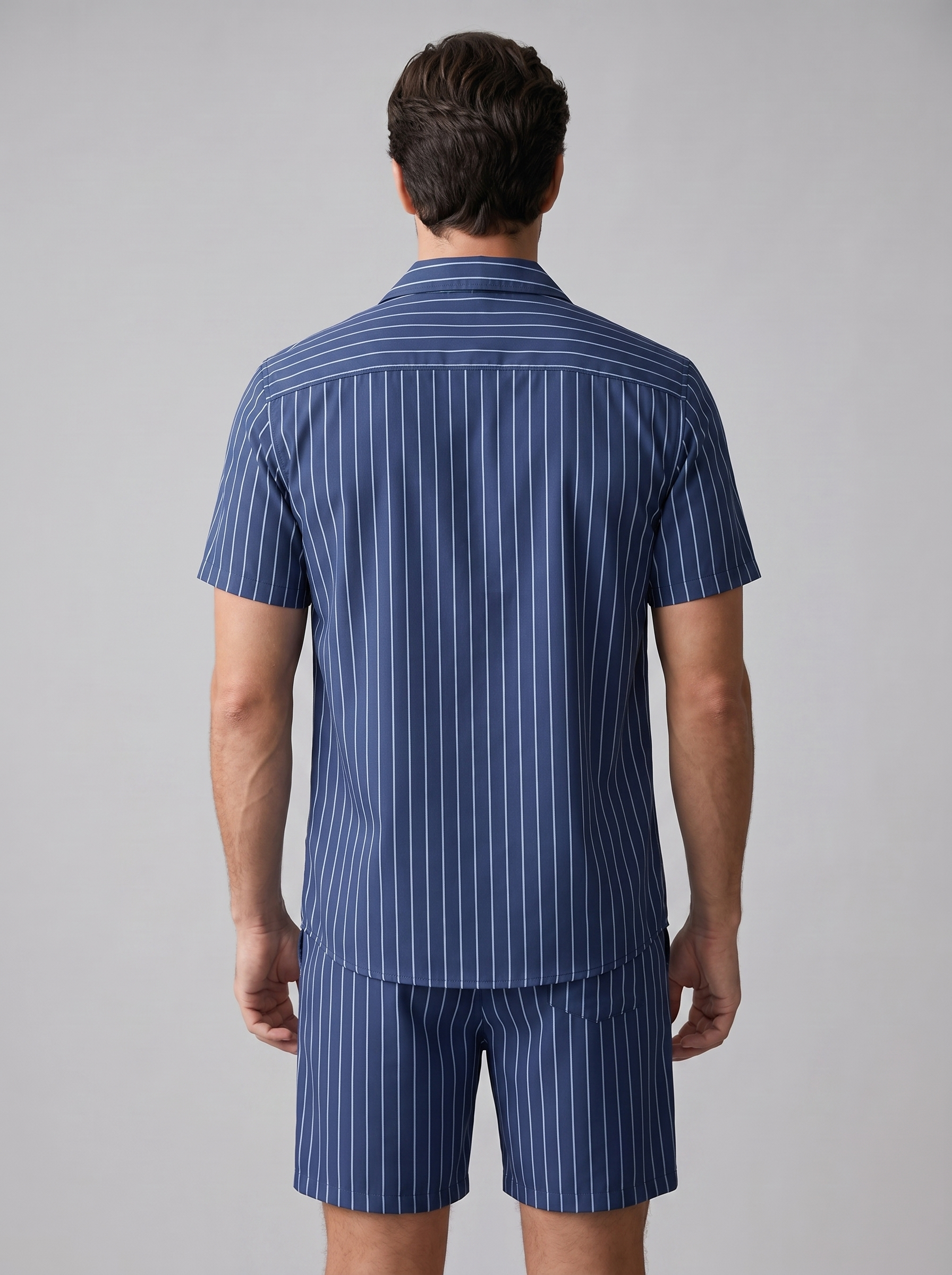 Heren Pinstripe Korte Mouw Co-ord Set Zomer