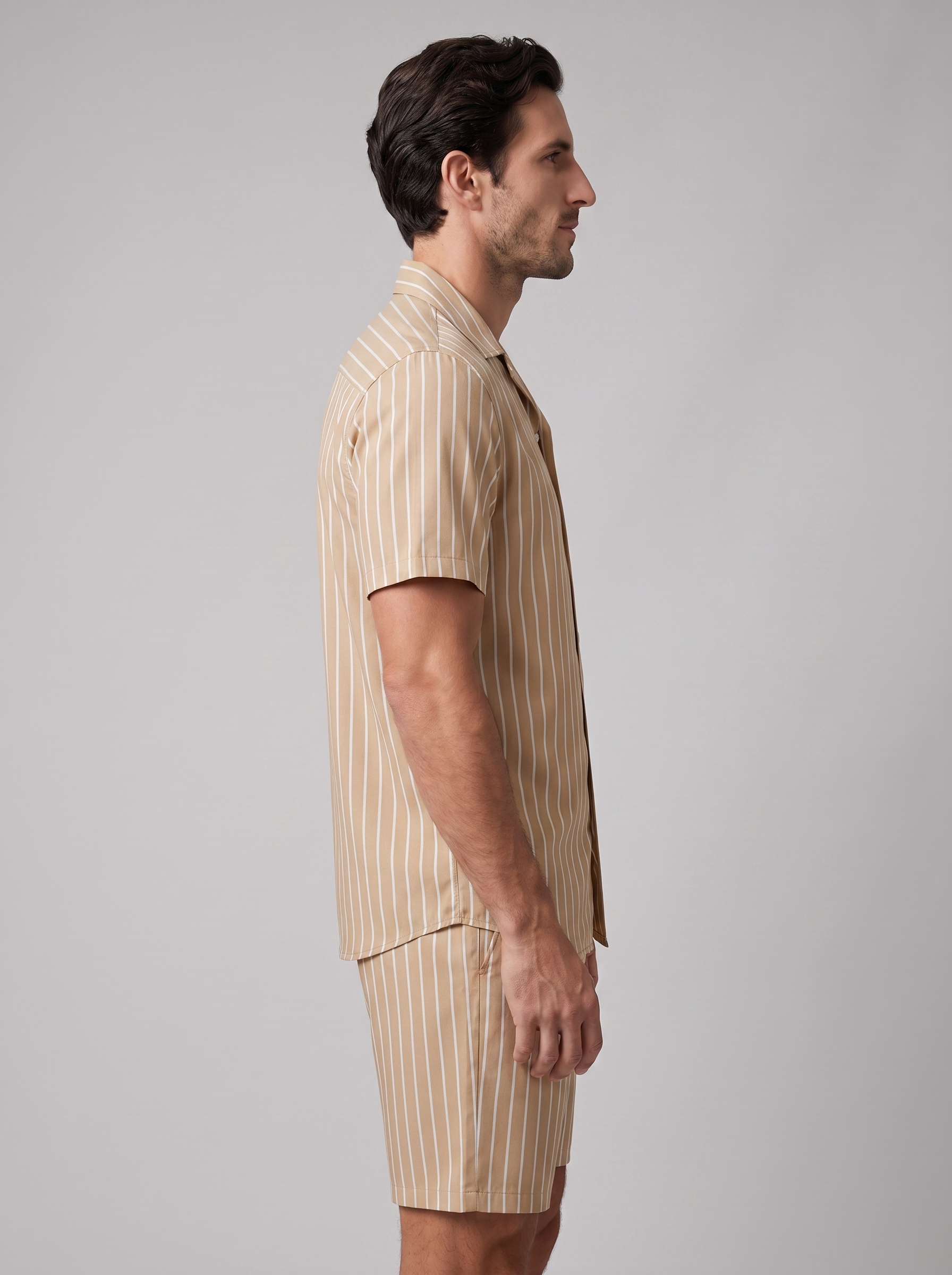 Heren Pinstripe Korte Mouw Co-ord Set Zomer
