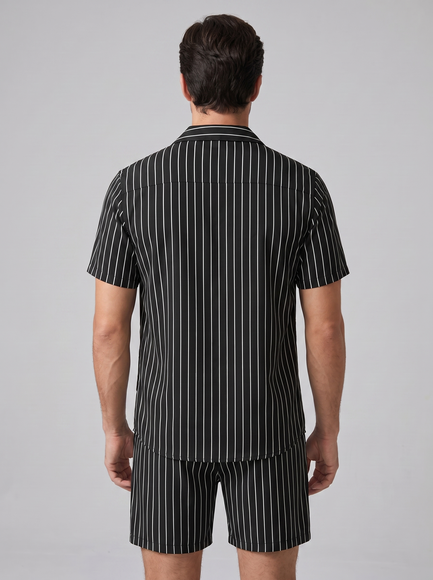 Heren Pinstripe Korte Mouw Co-ord Set Zomer