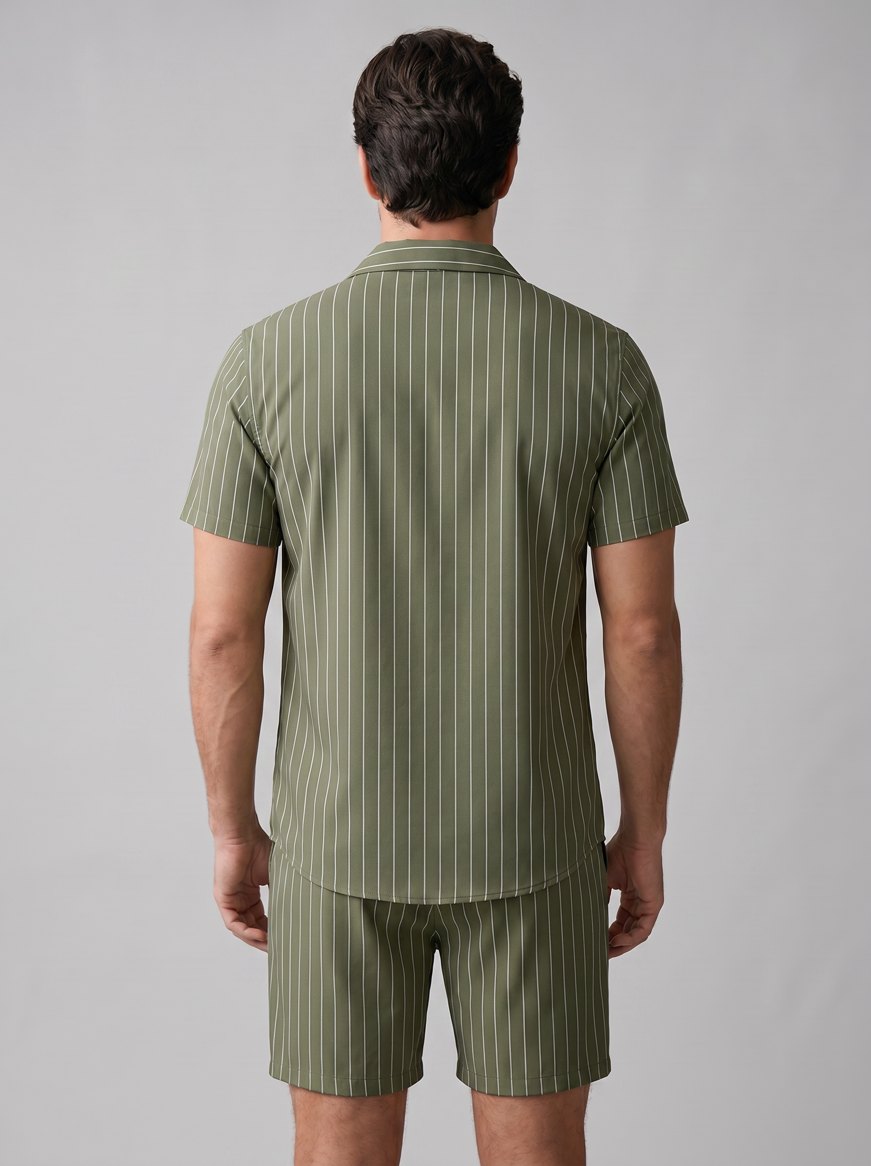 Heren Pinstripe Korte Mouw Co-ord Set Zomer
