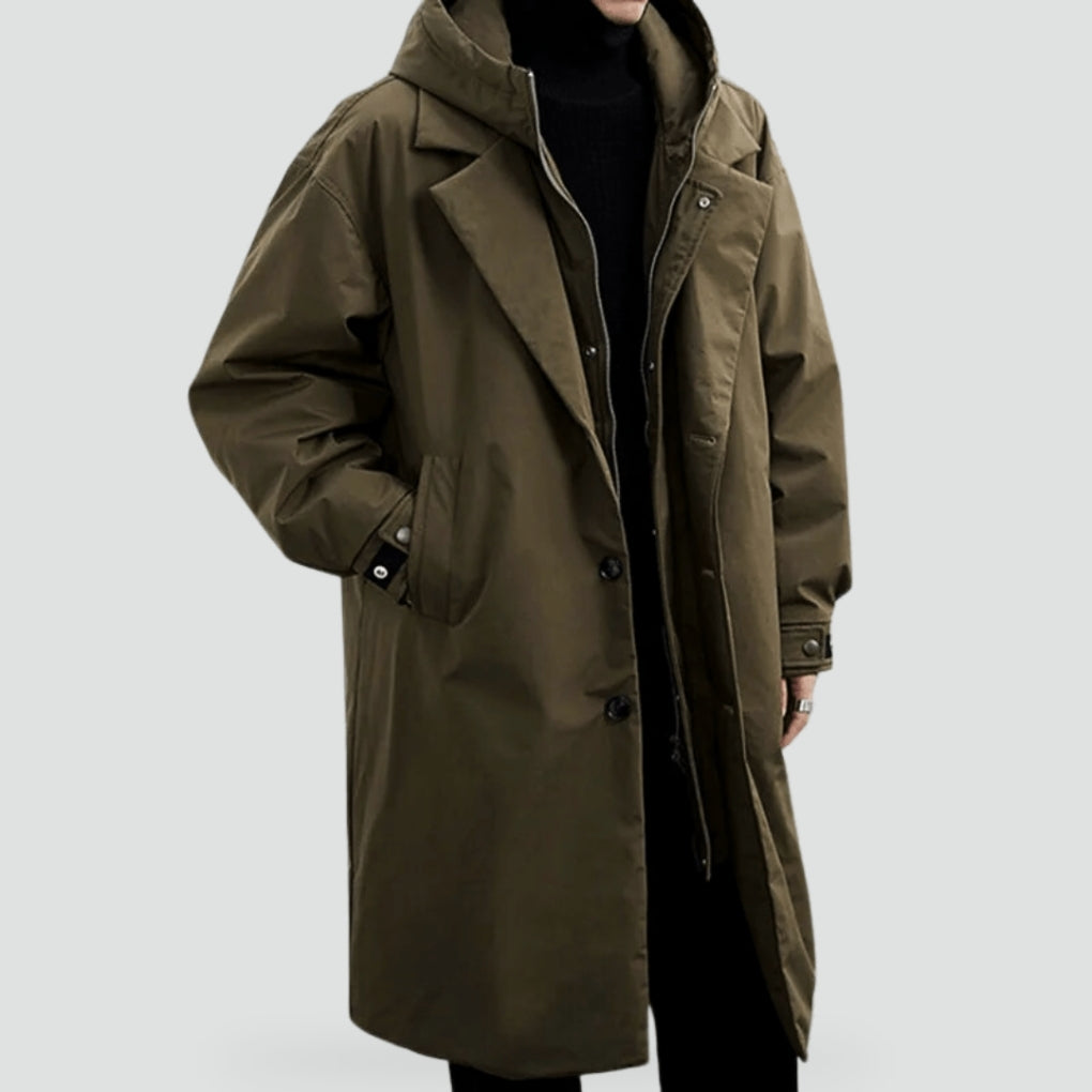 Men's Rain Jacket with Adjustable Hood and Pockets