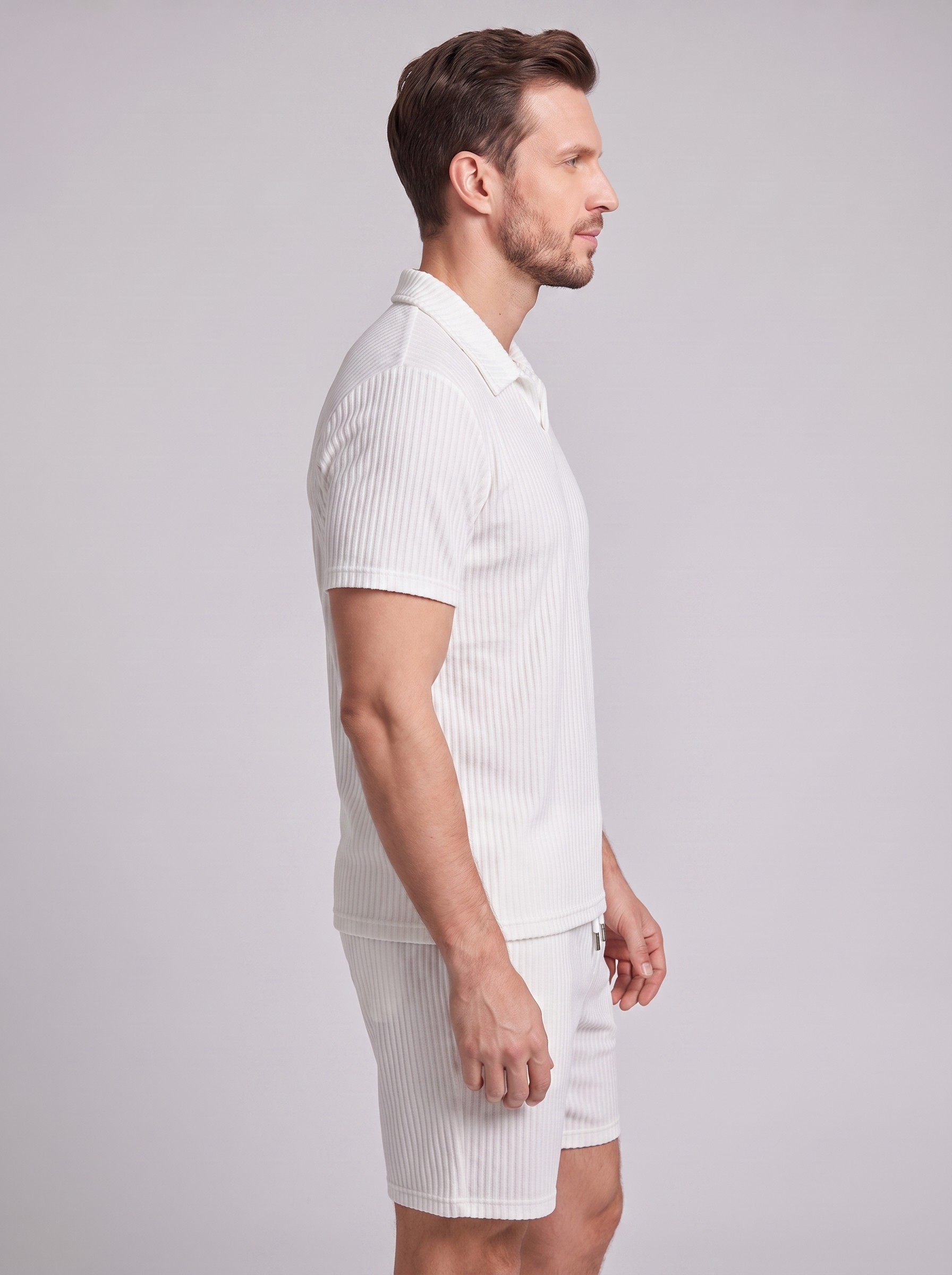 Heren Ribgebreide Polo Set