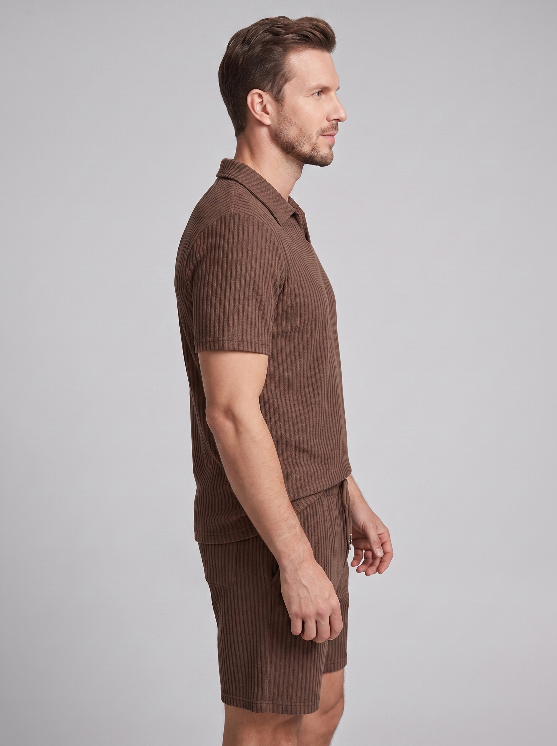 Heren Ribgebreide Polo Set