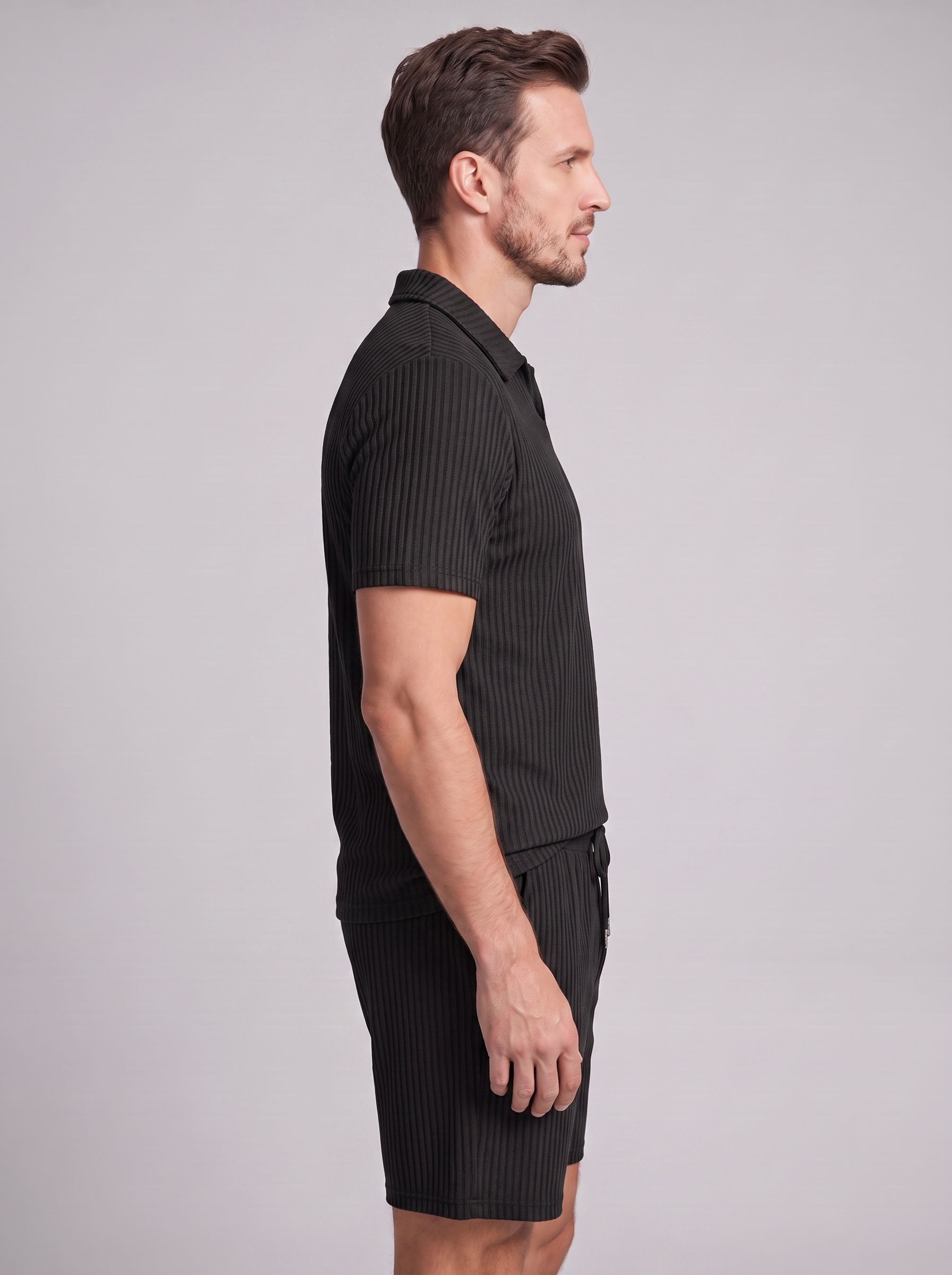 Heren Ribgebreide Polo Set