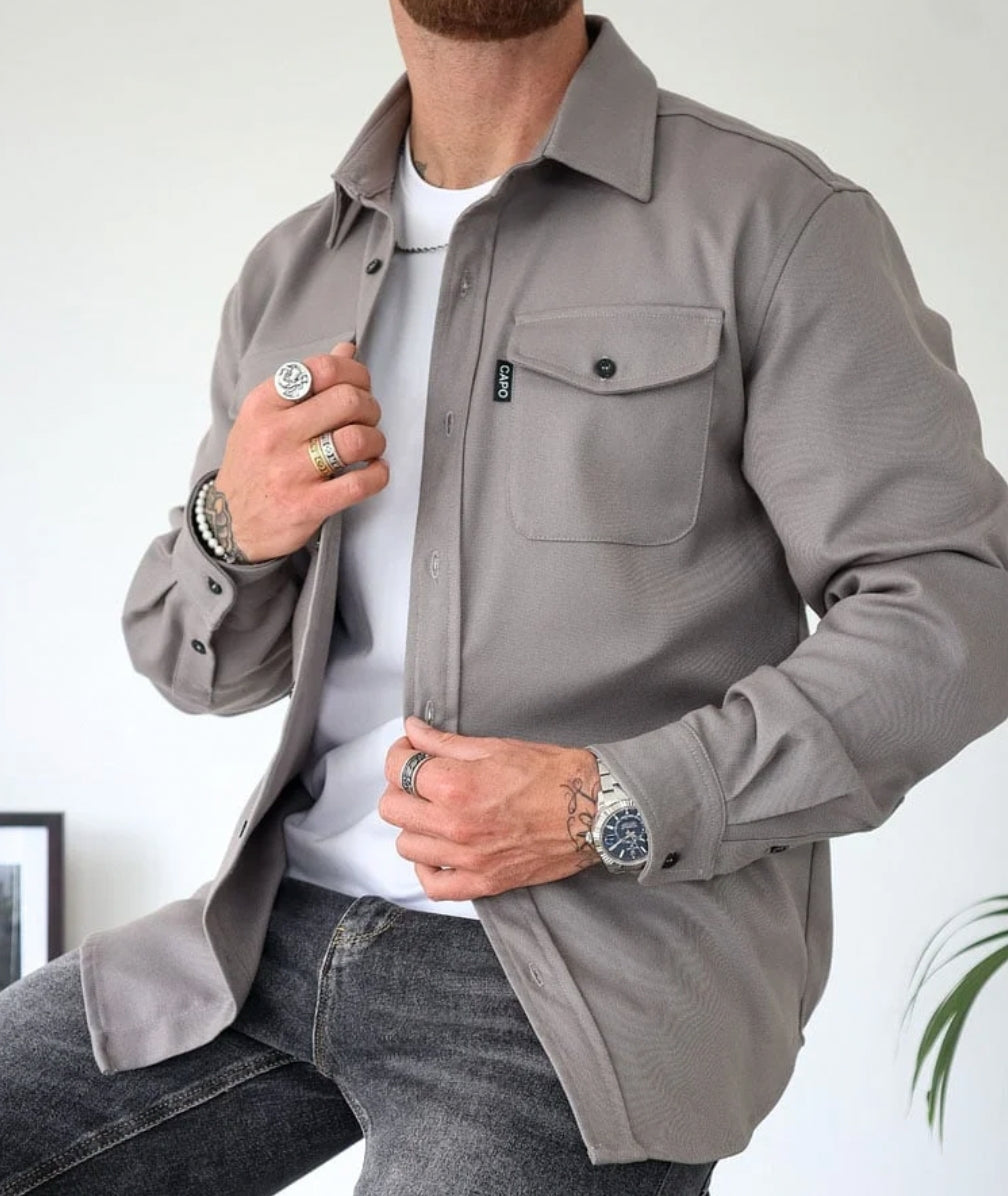 Men's Shirt Jacket with Chest Pockets for Comfortable Autumn Wear
