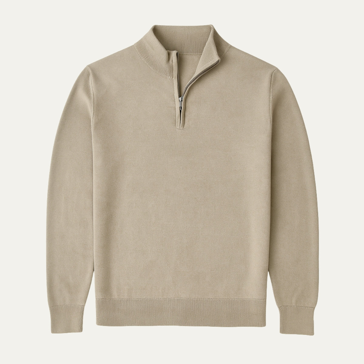 Men's Slim Fit Fine Knit Half-Zip Jumper with Mock Collar