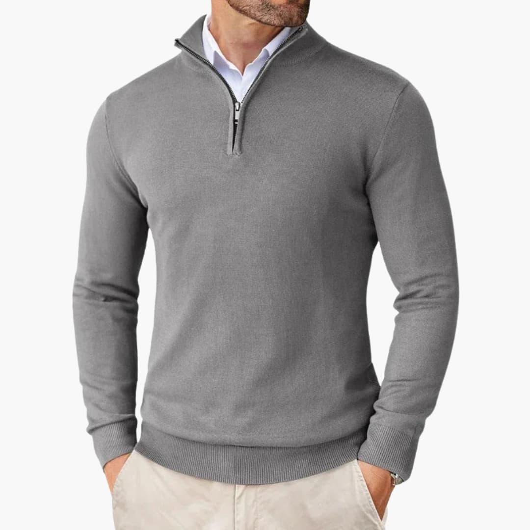 Men's Quarter Zip Sweater with Stand-Up Collar