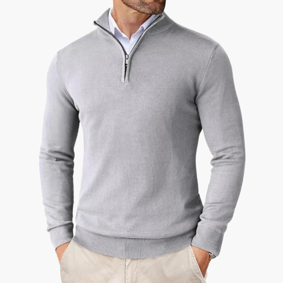 Men's Quarter Zip Sweater with Stand-Up Collar