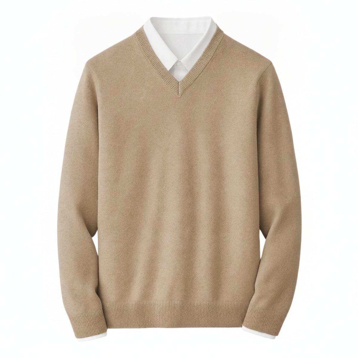 Regular Fit Long Sleeve V-Neck Sweater for Men