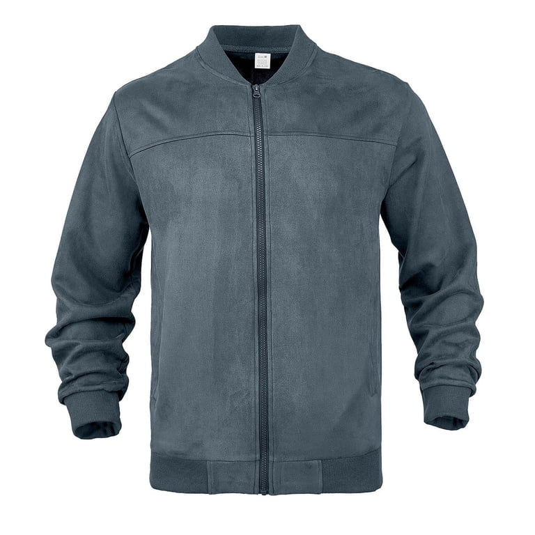 Men's Timeless Leather Bomber Jacket with Stand-Up Collar and Zipped Pockets