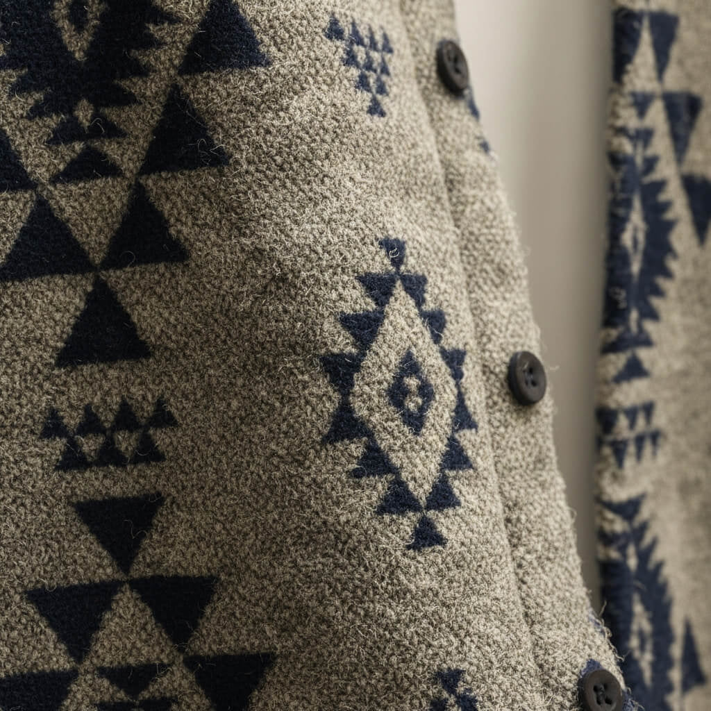 Men's Timeless Wool Overshirt with Collar and Chest Pocket