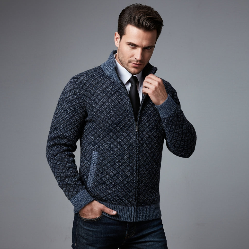 Men's Gilet with Geometric Pattern and Zip for a Stylish Look