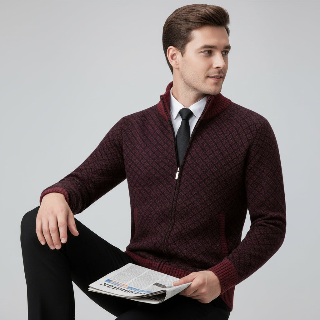 Men's Gilet with Geometric Pattern and Zip for a Stylish Look