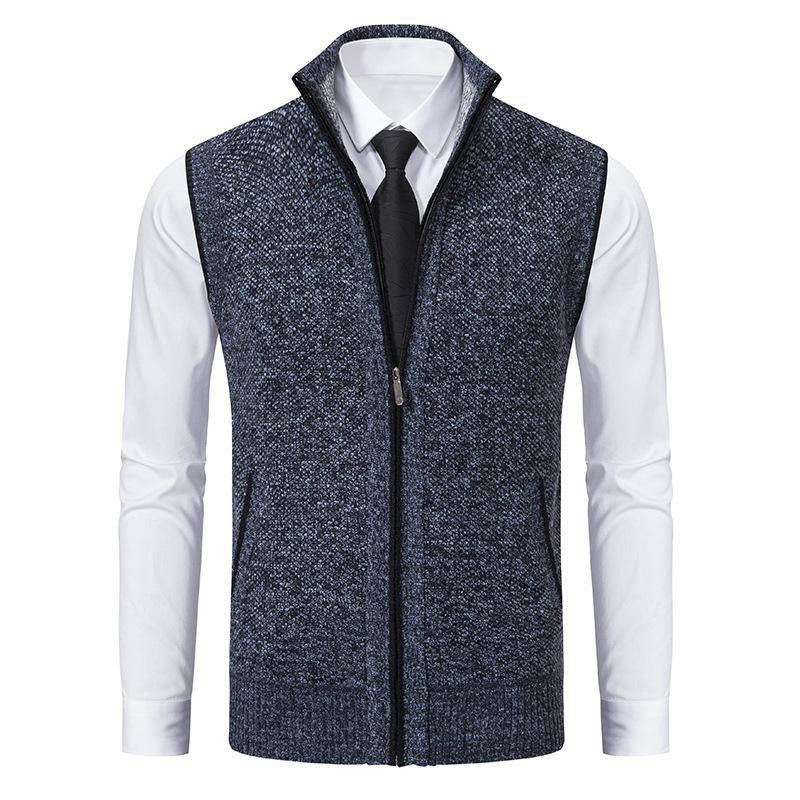 Men's High Collar Soft Wool Gilet for a Stylish Look