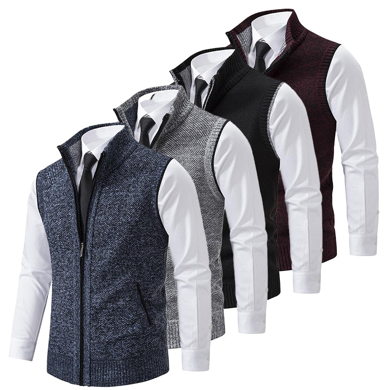 Men's High Collar Soft Wool Gilet for a Stylish Look