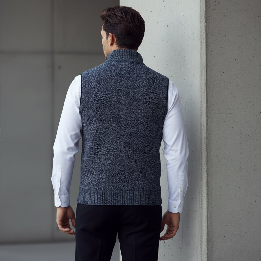 Men's High Collar Soft Wool Gilet for a Stylish Look