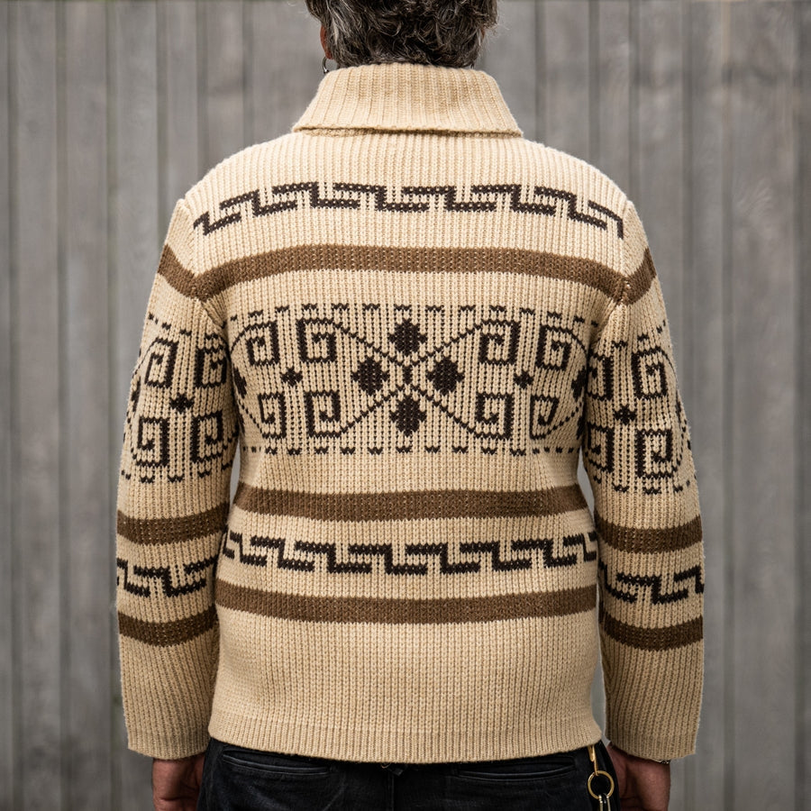 Men's Cardigan with Jacquard Pattern and Shawl Collar