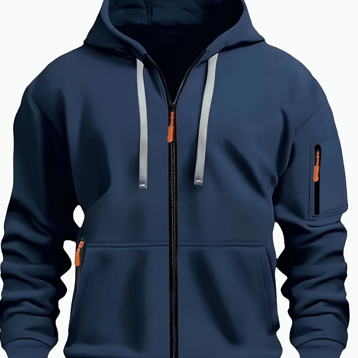 Men's Zip-Up Hoodie with Side Pocket