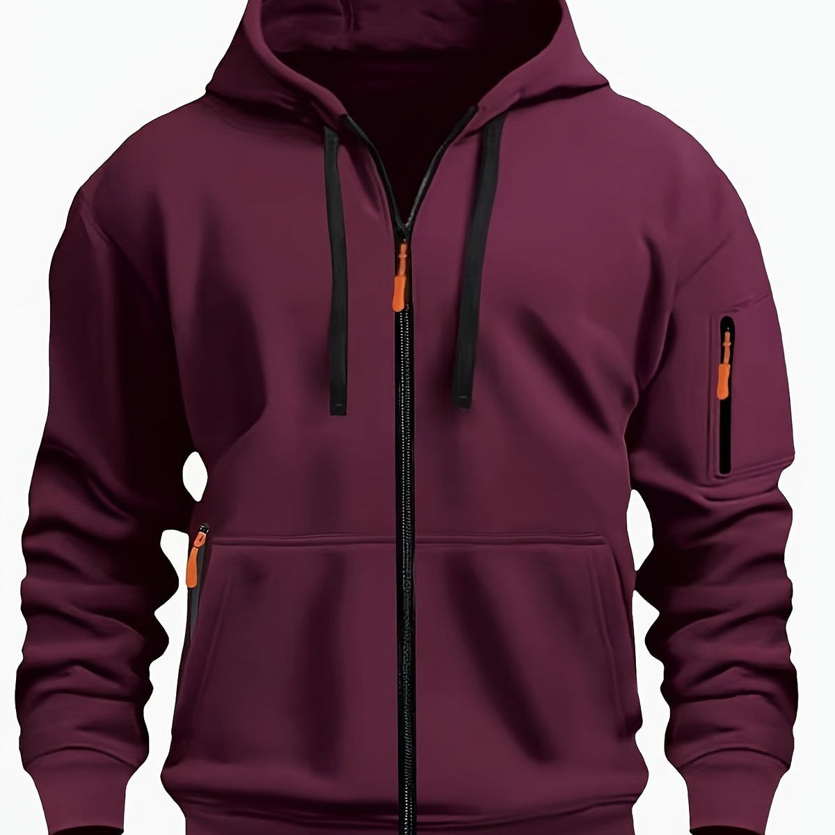Men's Zip-Up Hoodie with Side Pocket
