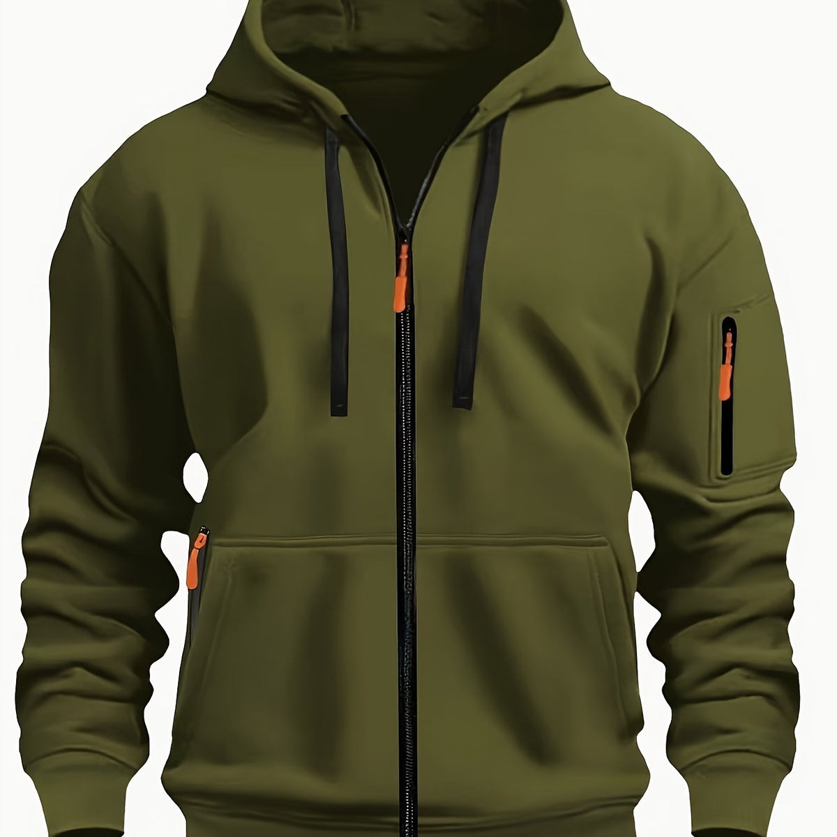 Men's Zip-Up Hoodie with Side Pocket