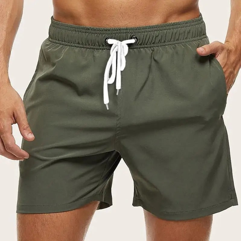 Men's Quick-Dry Swim Shorts with Elastic Waistband for the Beach