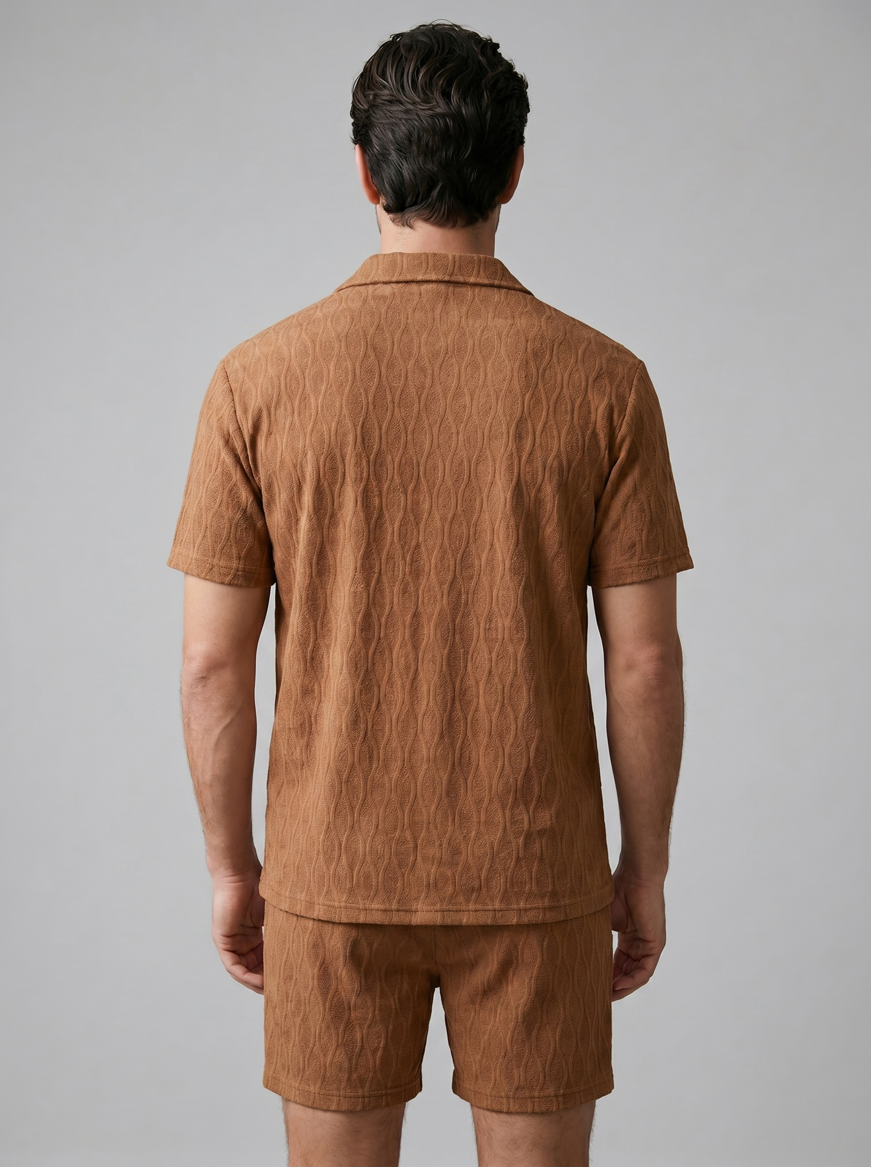 Men's Camp Shirt Shorts Jacquard Wave Summer